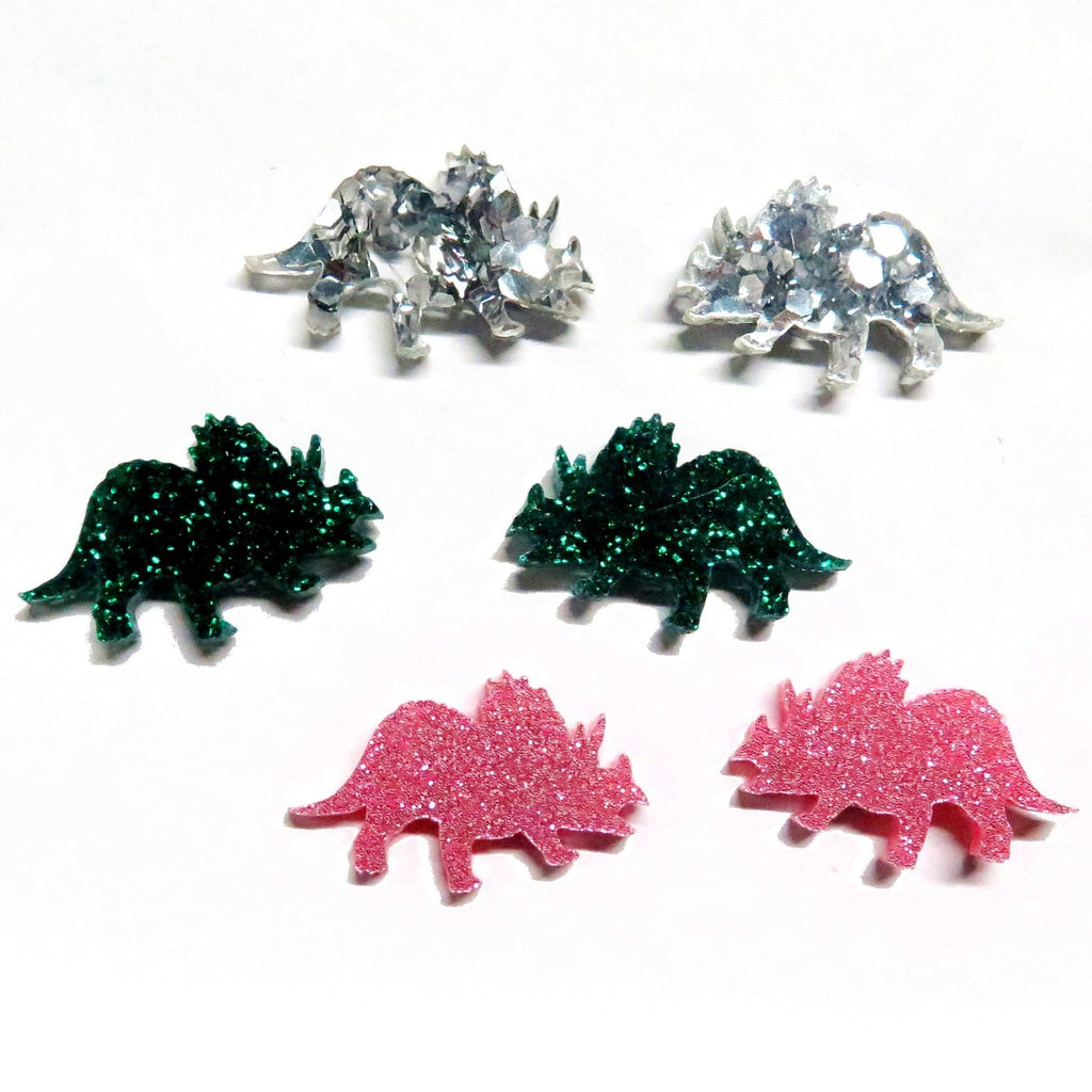 Earrings | Glitter triceratops studs | assorted colours