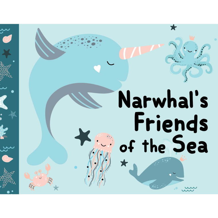 A Blue toned book cover featuring an illustration of a Narwhal and other sea creatures.