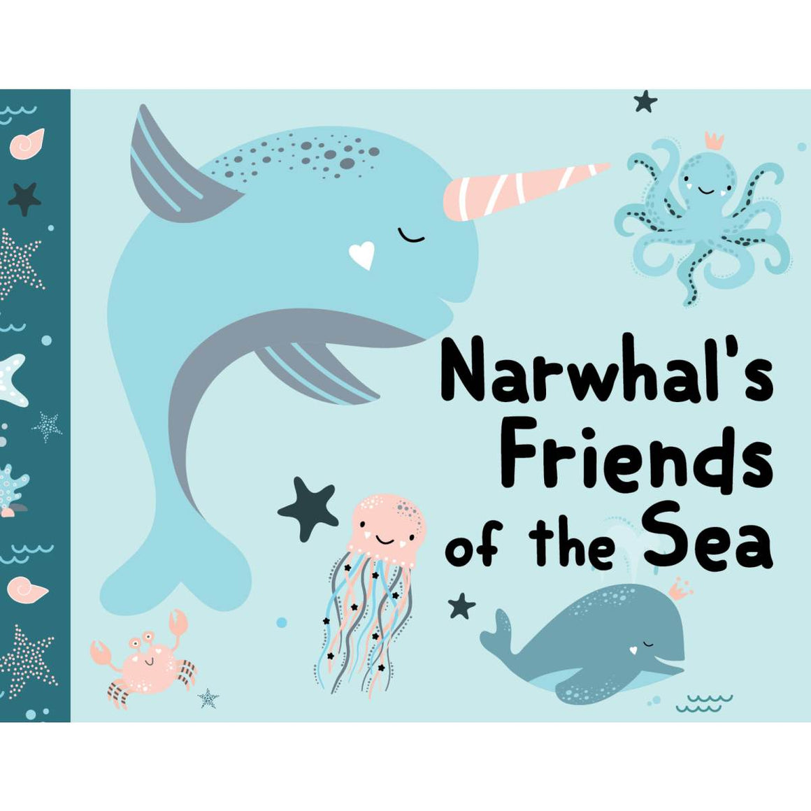 A Blue toned book cover featuring an illustration of a Narwhal and other sea creatures.
