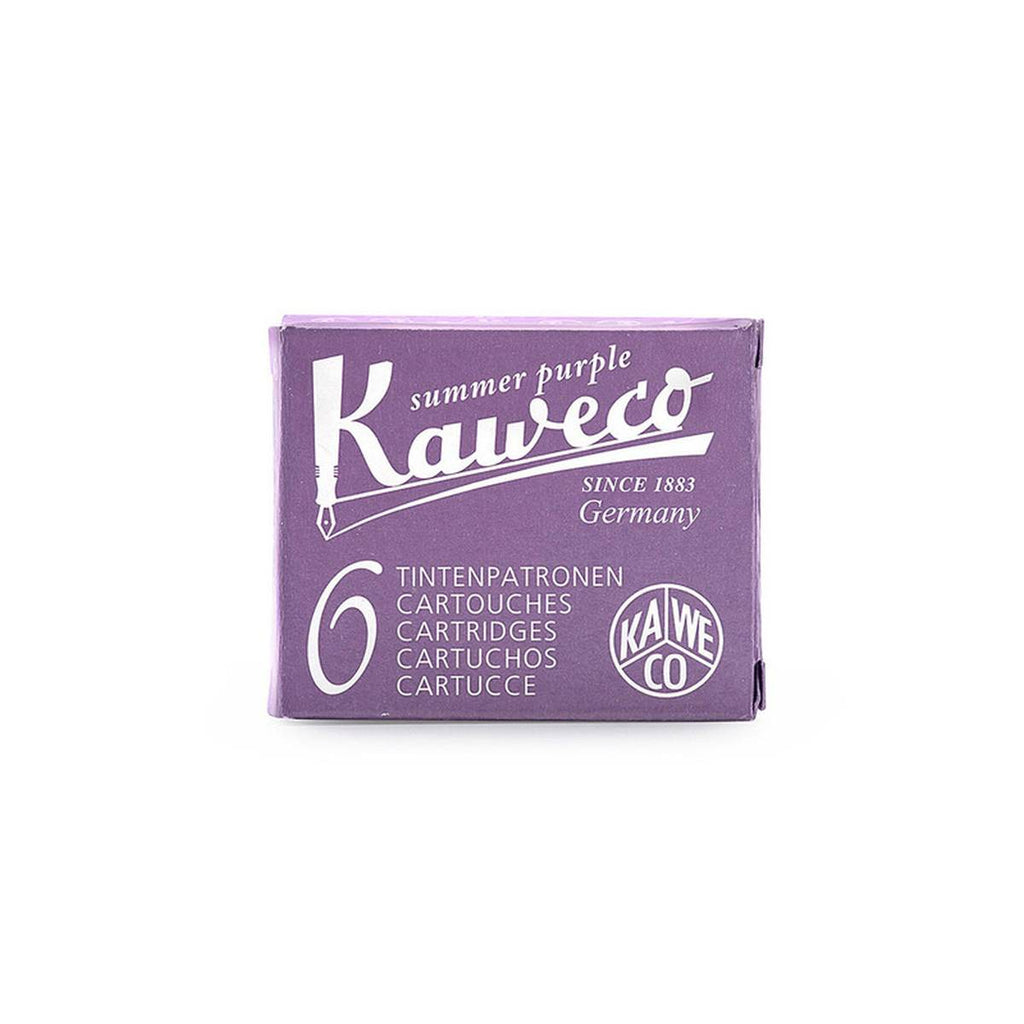A purple rectangular box with white text stating 'summer purple' above the large 'Kaweco' logo and '6' in a large font on the bottom left corner. 