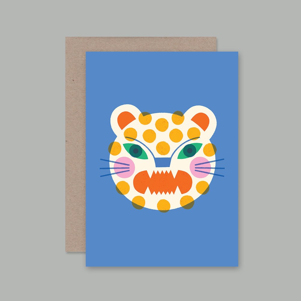 Greeting card | Leopard on blue | All Occasions