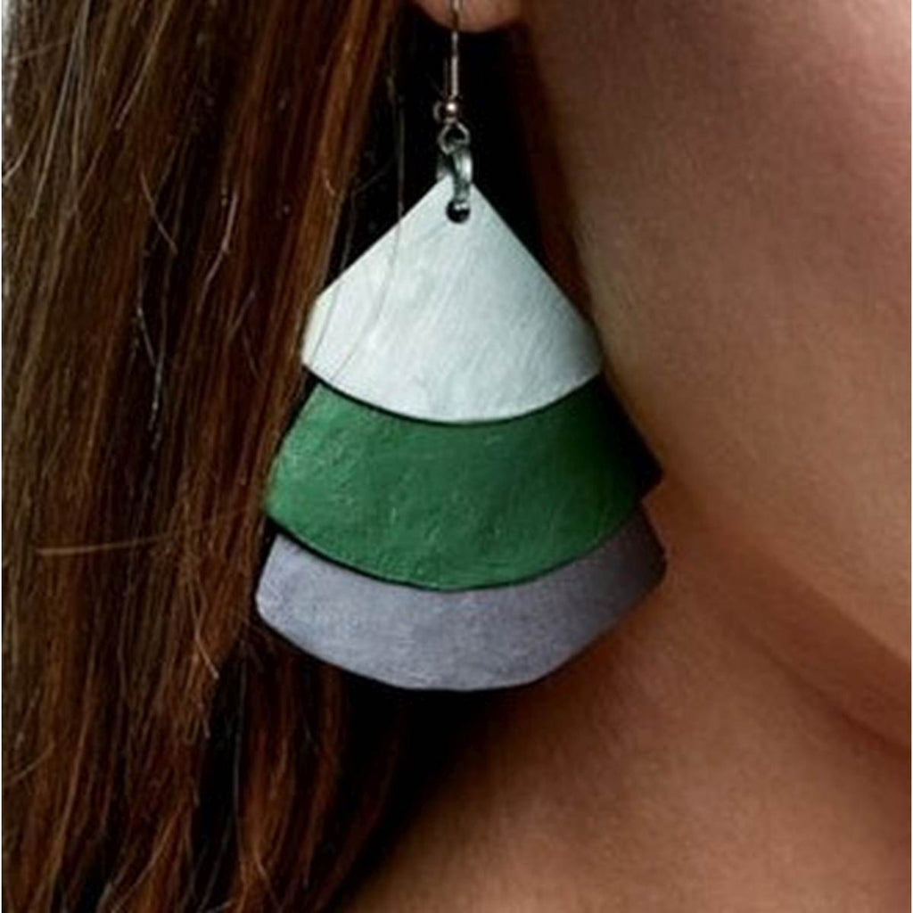 Earrings | Trifan | aluminium | mint, green & graphite