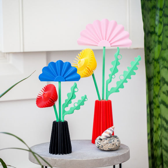 3D Printed Flowers | Mini trio | Blue, red and green