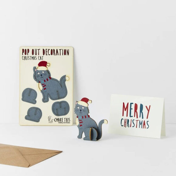 Greeting card | pop out Christmas cat | christmas