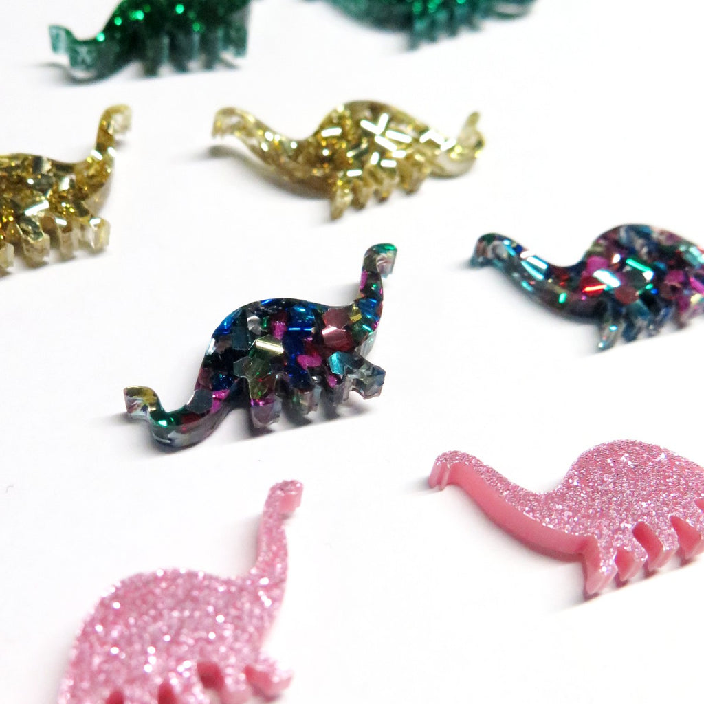 Earrings | Glitter brontosaurus studs | assorted colours