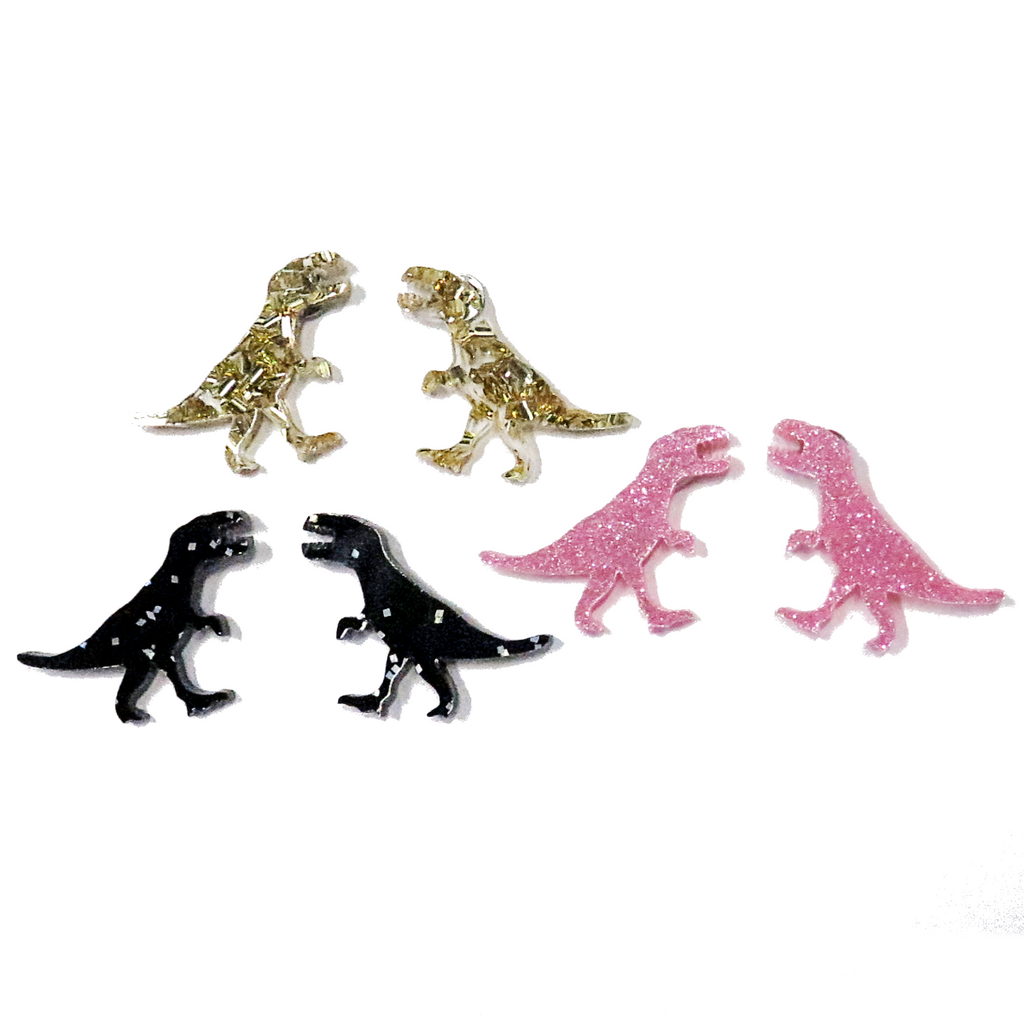 Earrings | Glitter T-rex studs | assorted colours