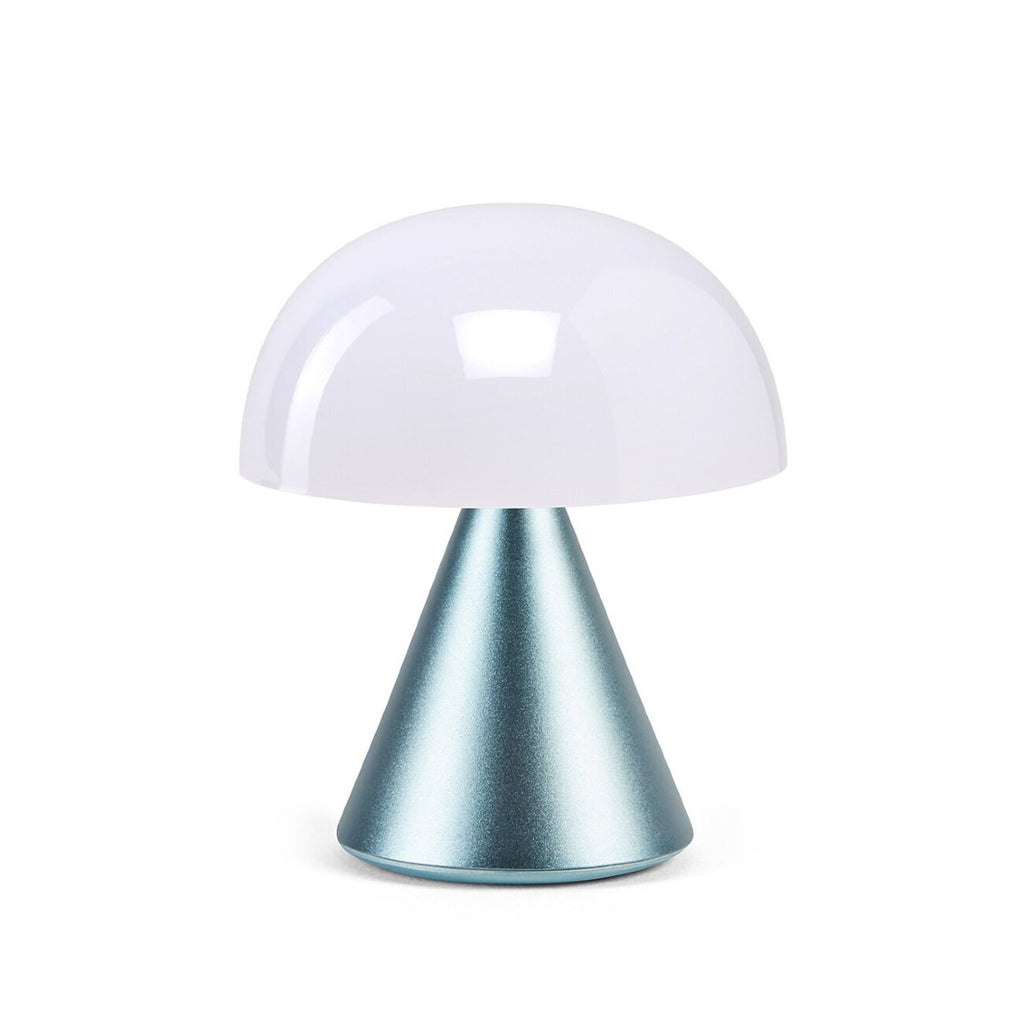 White dome light with a conical blue base.
