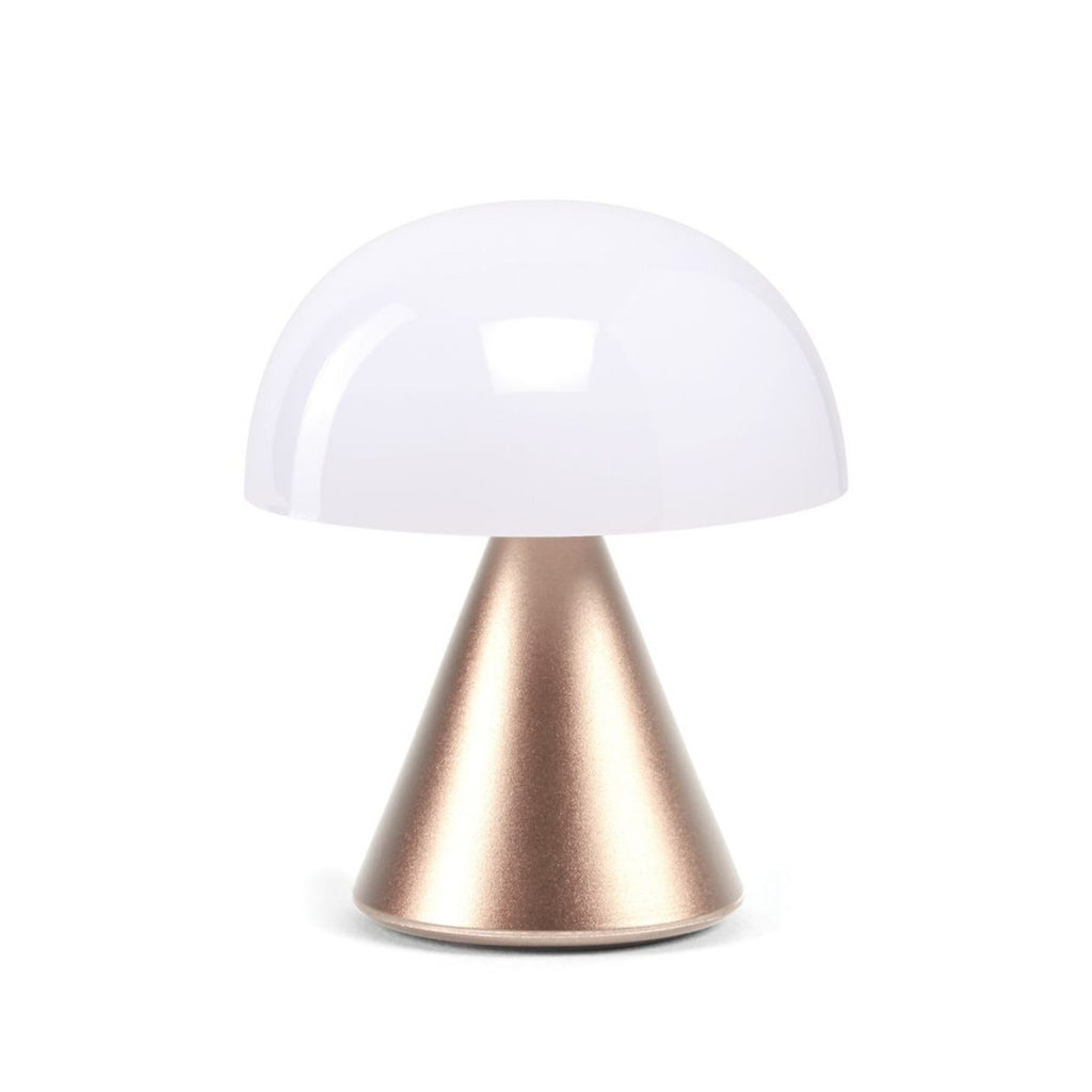 White dome light with a conical gold base.