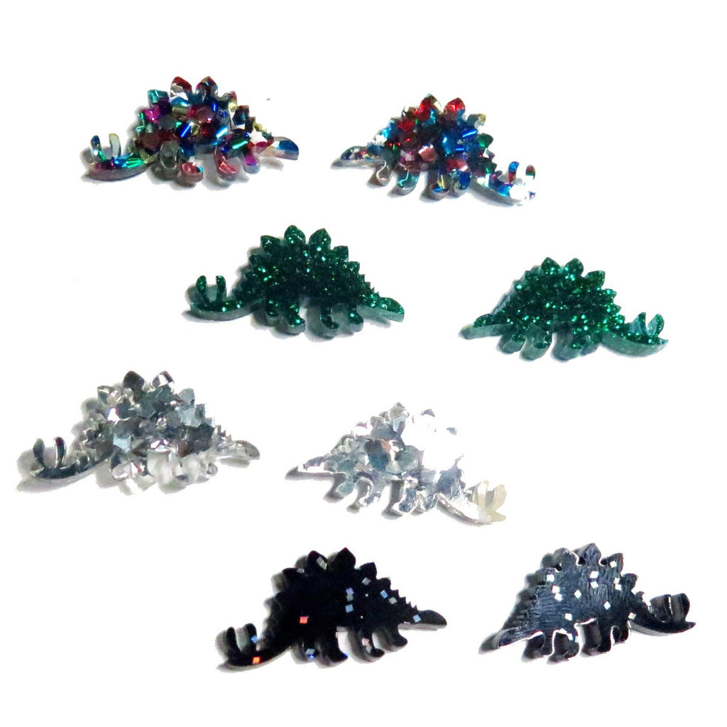 Earrings | Glitter stegosaurus studs | assorted colours
