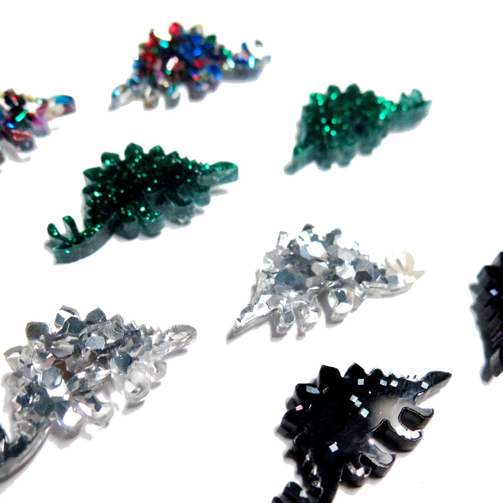 Earrings | Glitter stegosaurus studs | assorted colours